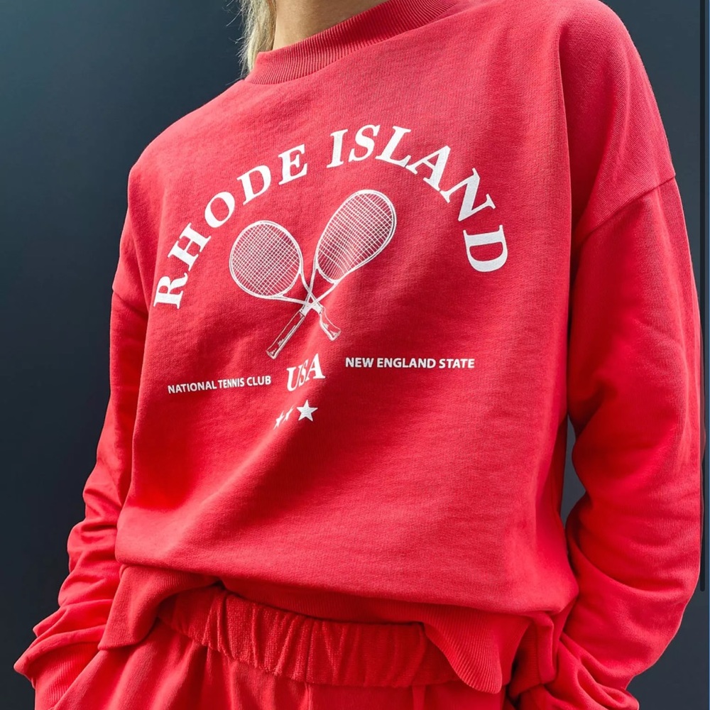 ASOS Oversized Rhode Island Tennis Red Sweatshirt Crewneck Medium